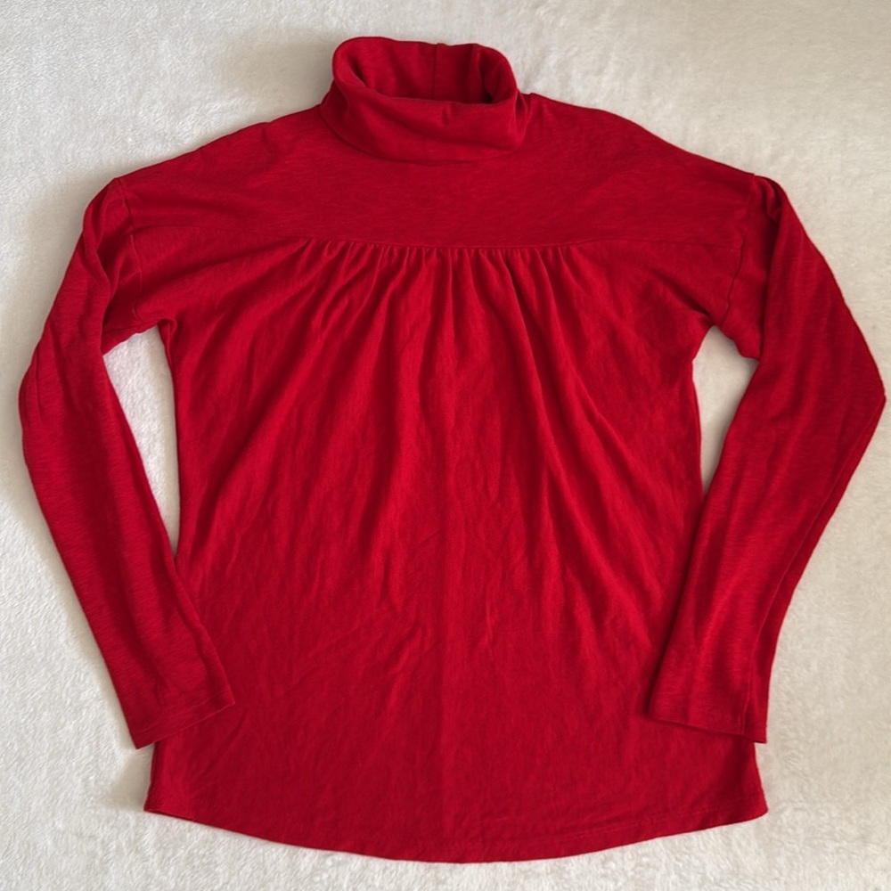 Maeve by Anthropologie | Mariah Gathered Turtleneck Lightweight Sweater Red (M) - Picture 16 of 16